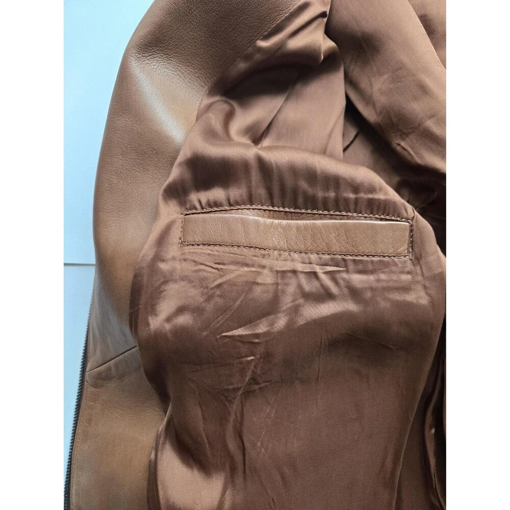 Vintage Italy-made atelier rust brown nappa leather café racer jacket - mens XL‎